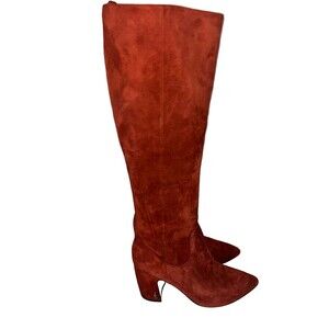 Sam Edelman Women's Hai Knee High Heeled Boot Genuine Suede Size 7.5 Paprika Red